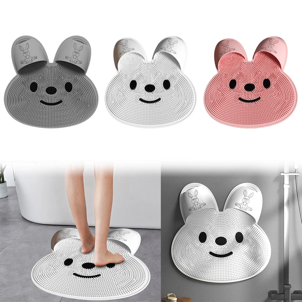 Rabbit Silicone Bath Massage Shower Floor Mat Non-Slip Dead Skin Remover Foot Massager Mat for Men & Women