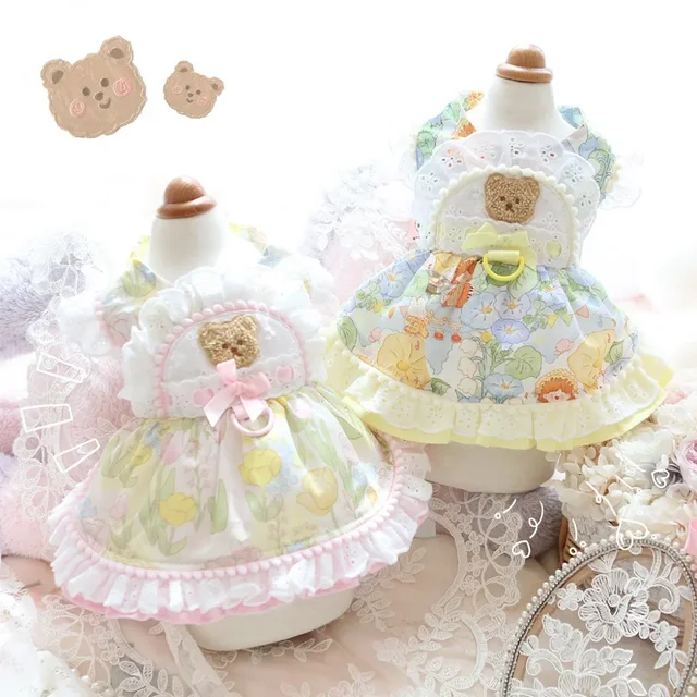 Wiosenna i letnia nowa odzież dla zwierząt, ubranka dla psów, niedźwiedź mleczny dla kota, spódnica z fruktozy, bichon, miś, mały pies, maiko