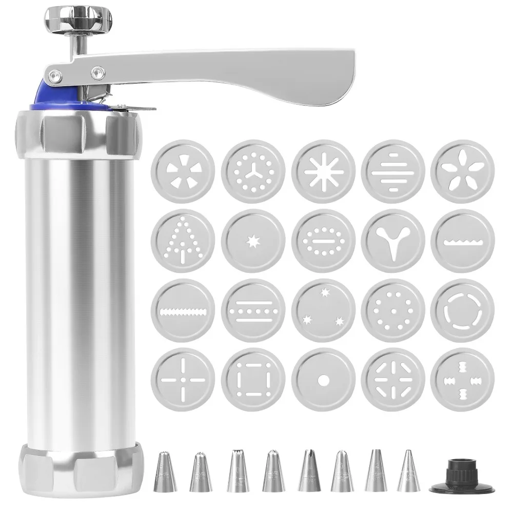 

Multipurpose Cookie Press Kit 20 Cookie Discs Simple operation Biscuit Maker set Easy Clean 8 Piping Tips