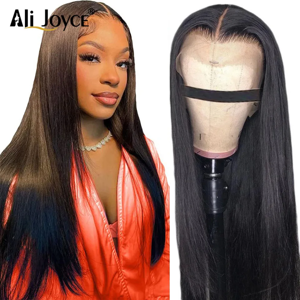 13x4 Glueless Wig Human Hair Preplucked HD Transparent Lace Front Wig Natural Color Bone Straight Human Hair Lace Wigs For Women