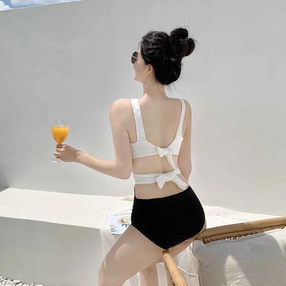 2024 New Halter Sexy Korean Swimwear Women Hollow Out One Piece Swimsuit Female Backless Bathing Suit Padded Beachwear Black