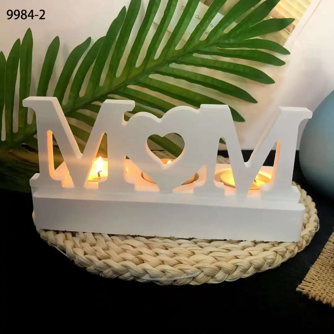 MoM DAD Candle Holder Silicone Mold Letter MOM Candlestick Mould DIY Aromatherapy Cement Gypsum Ornaments Decoration Mould