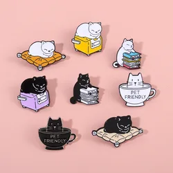 Animal Brooch Cute Funny Teacup Kitten Metal Badge Small Jewelry Wholesale Bag Pins for Clothes Backpack Pin Decorative Brooches