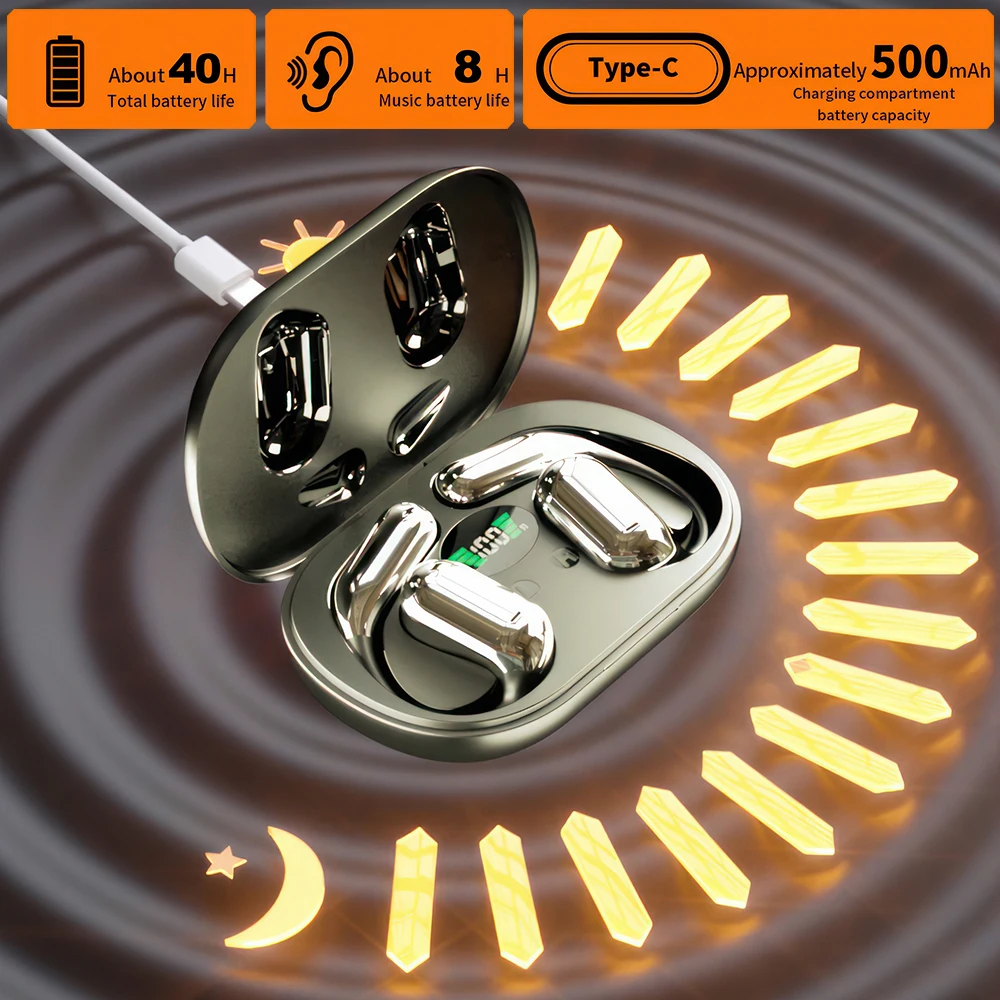 سماعات أذن Mpow Q16 True اللاسلكية، سماعات أذن مفتوحة OWS مع خطافات أذن، بلوتوث 5.3، وقت تشغيل يصل إلى 80 ساعة مع حافظة لركوب الدراجات