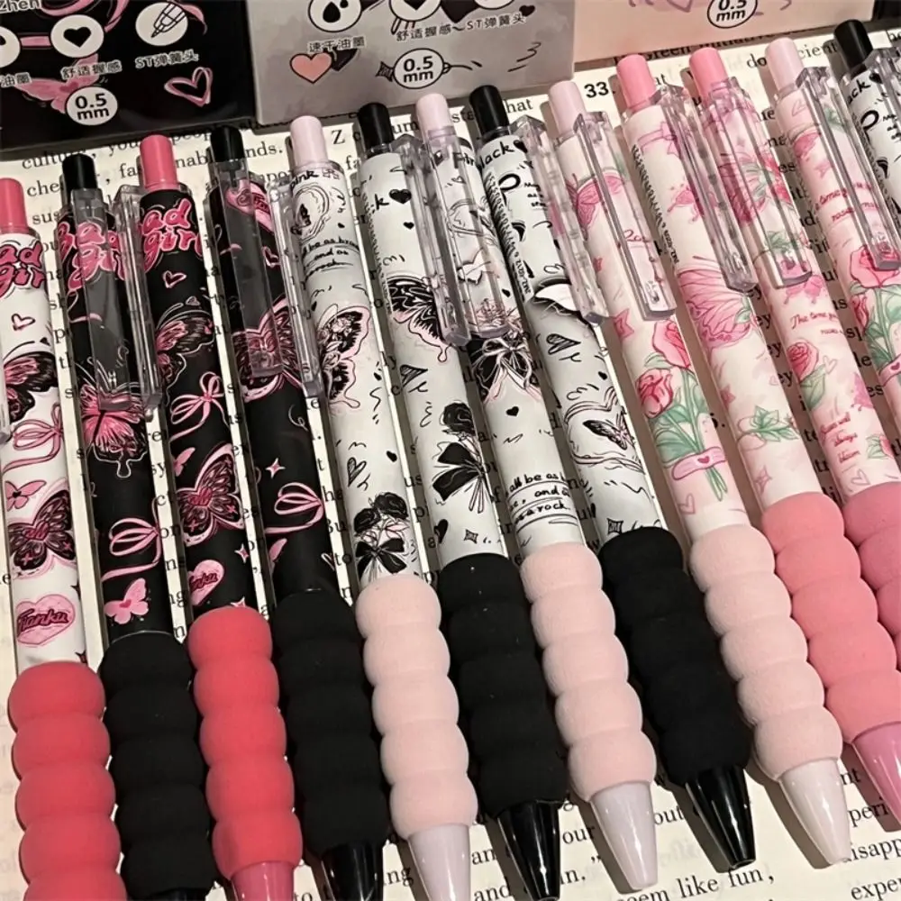 4 قطعة/المجموعة التجفيف السريع ST تلميح هلام القلم الصحافة نوع لينة قبضة قلم محايد اللون روز سلسلة 0.5 مللي متر الحبر الأسود أدوات الكتابة هدية #1