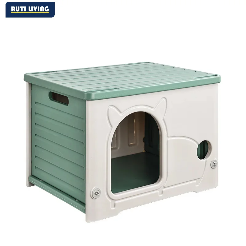 Plastic 4-Season Cat Bed Easy-to-clean Dog House Detachable Semi-enclosed Arched Cat House Windproof Outdoor Cat Shelter