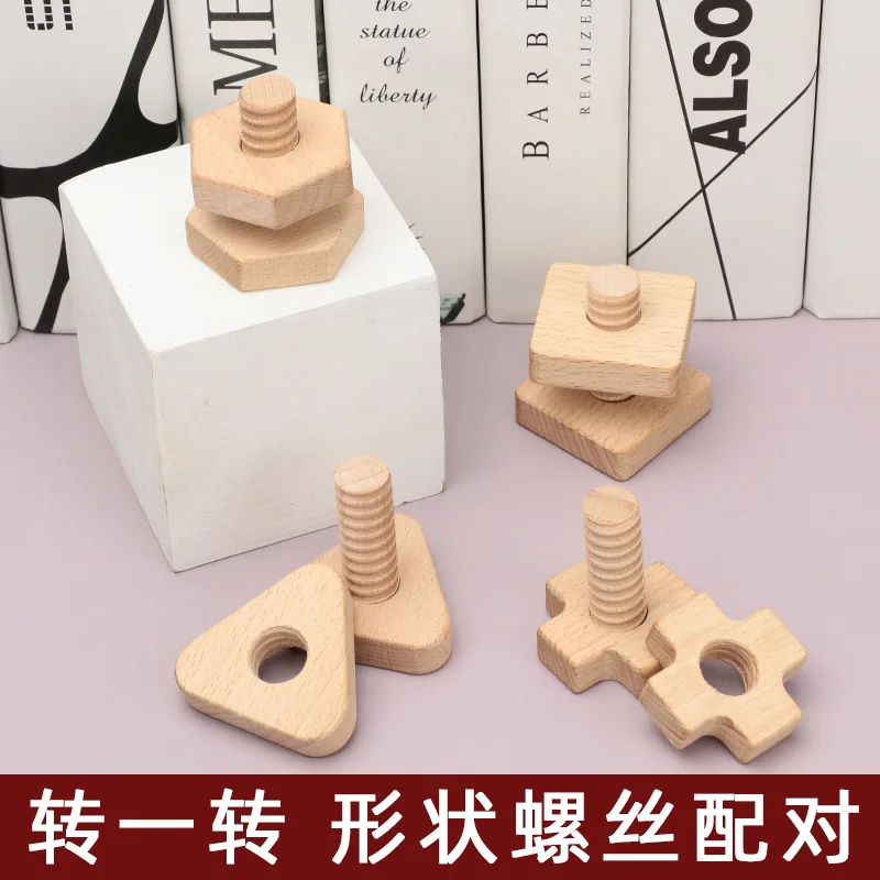 

Wooden Repair Tool for Children Montessori Match Nuts and Screws Combination Toys Wooden Nuts and Bolts Assembly Set