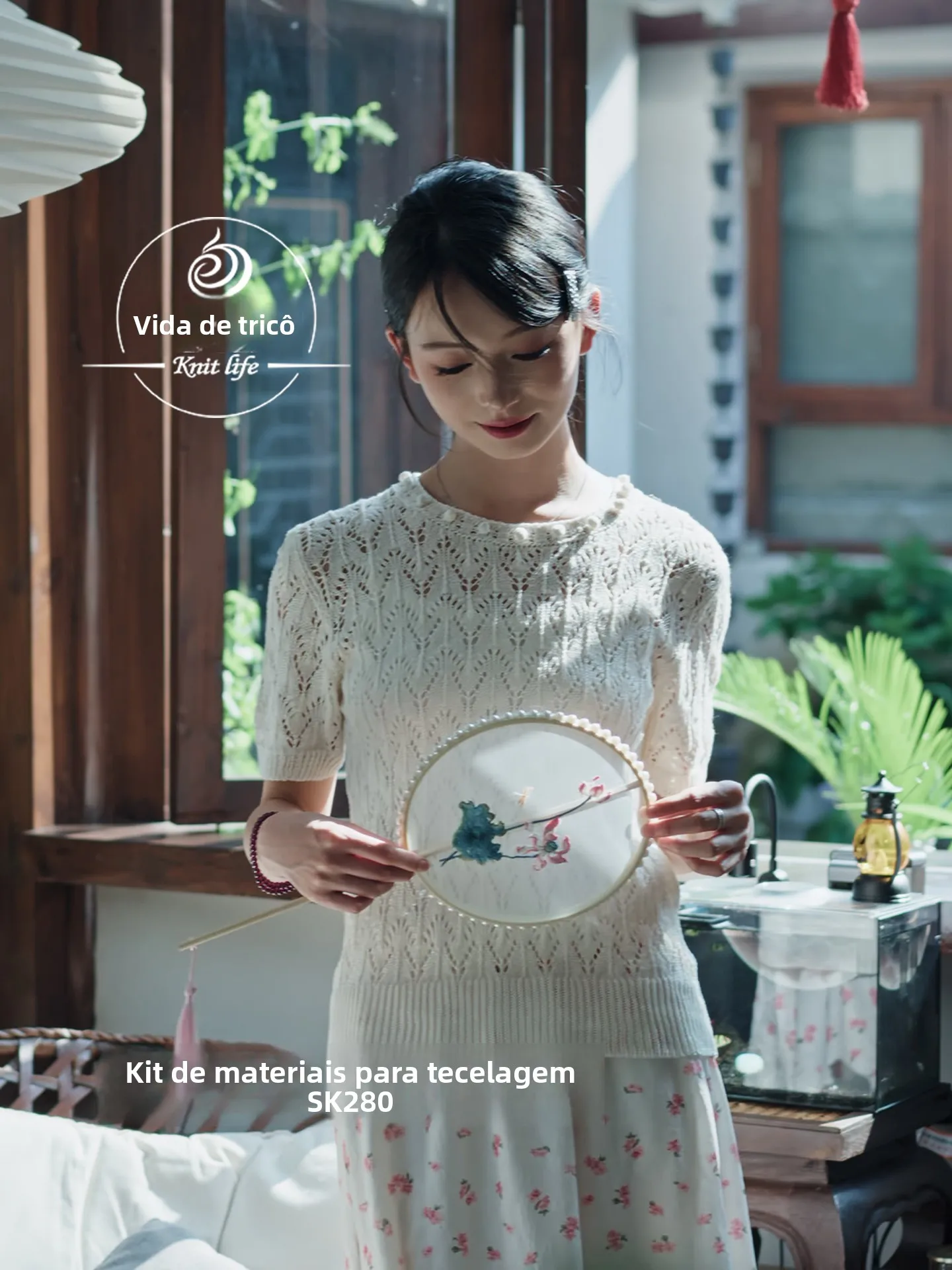 kit-de-materiel-pour-flute-argentee-a-tricoter-a-la-main-en-lin-ajoure-manches-courtes-avec-video-de-tricotage-par-machine-de-weave-life