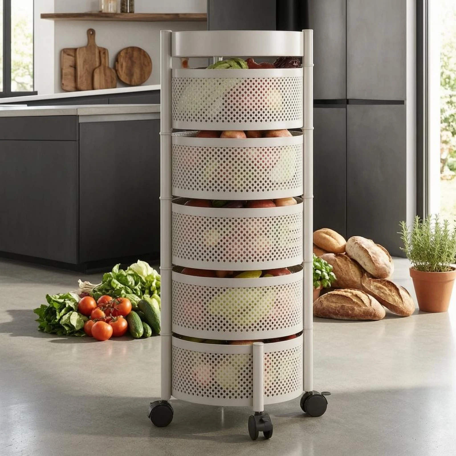 Rotating Storage Wheeled Organizer Caster Wheels Rolling Storage Wheeled Organizer Space-Saving Easy Reach