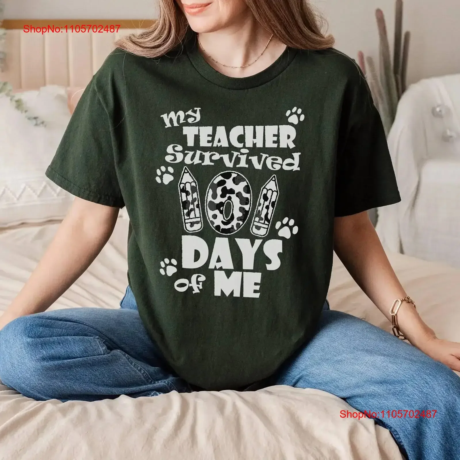 My Teacher Survived 101 Days of Me T Shirt Funny and Quirky 101st Day Celebration for Teachers Students vintage Washed Slightly