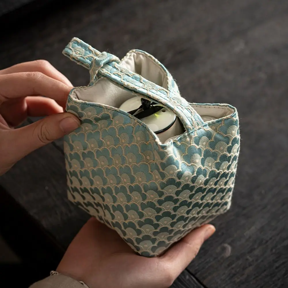 

Chinese Style Embroidered Handbag Handbag Cotton Tea Tools Storage Bag Cheongsam Accessories Solid Color