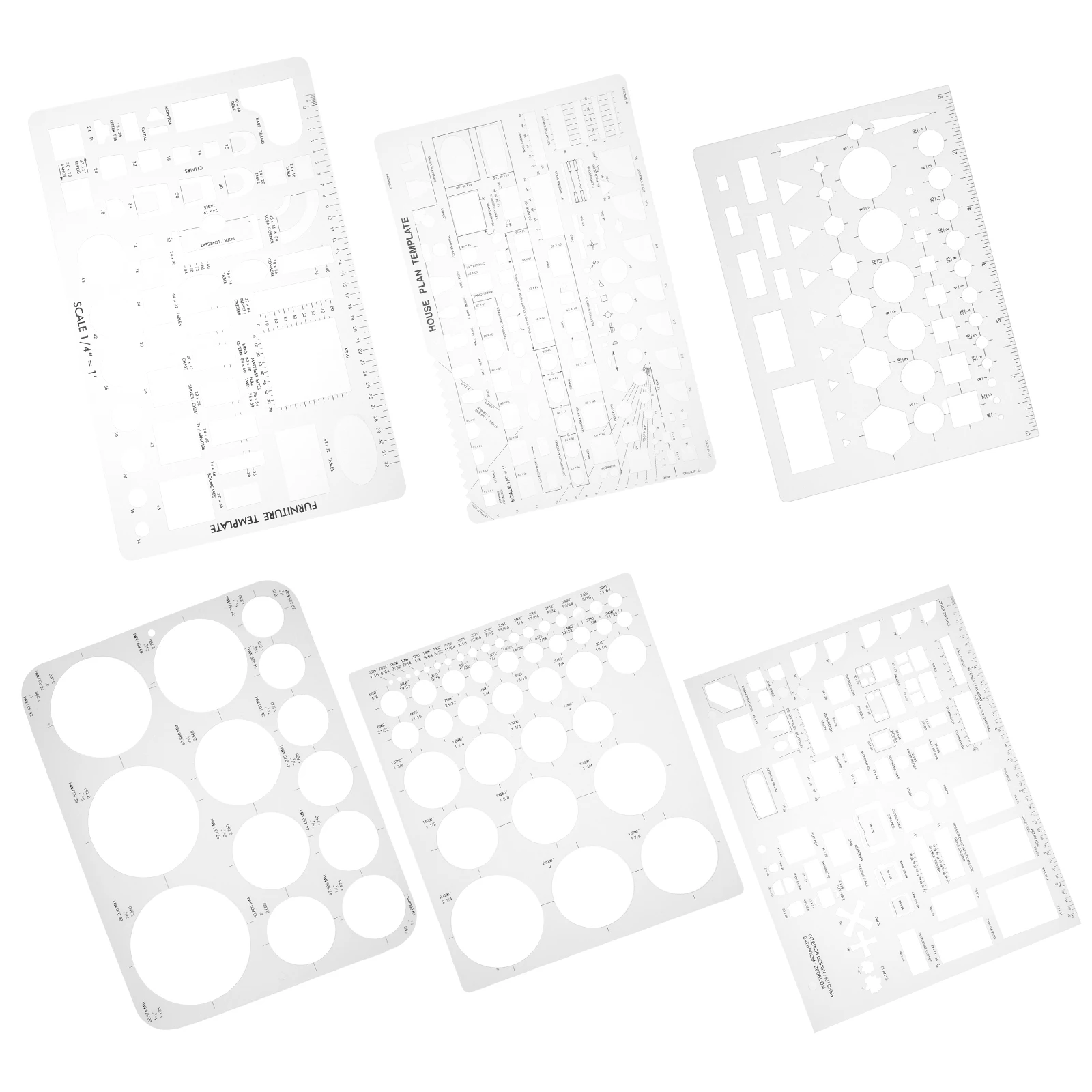 

6 Pcs Painting Template Architectural Drafting Supplies Transparent Templates Child