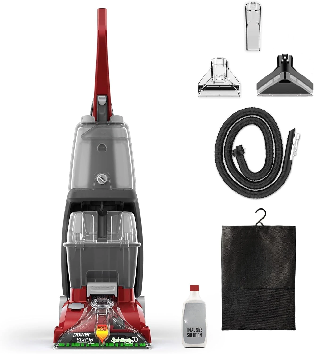 Power Scrub Deluxe Carpet Cleaner Machine, Upright Shampooer, FH50150, Red