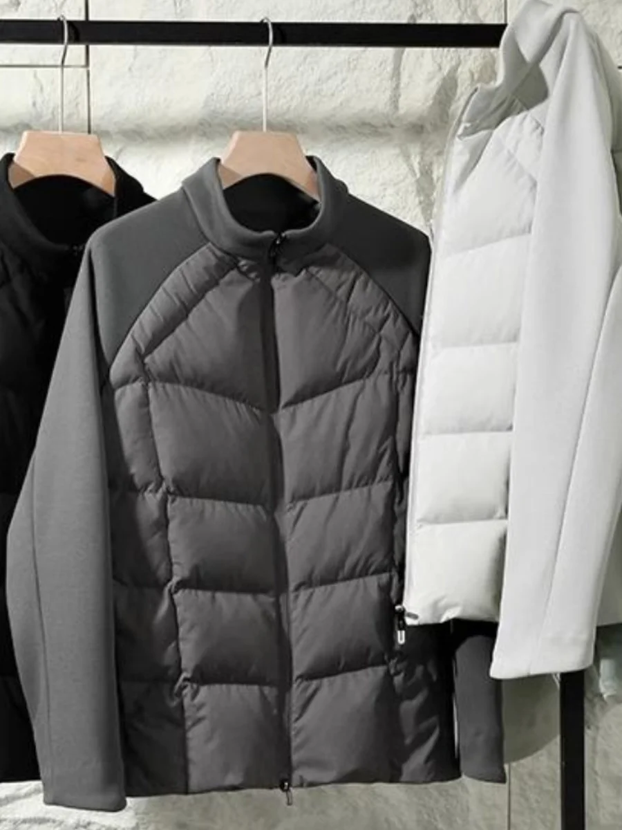 

Мужская тёплая куртка-пуховик премиум-класса с воротником-стойкой, на пуху, на молнии, повседневная