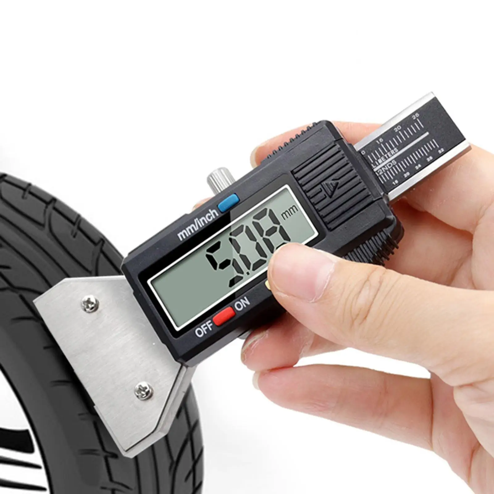 Digital Tire Depth Gauge Depth Caliper Tester 0-25.4mm/0-1inch Tire Thread