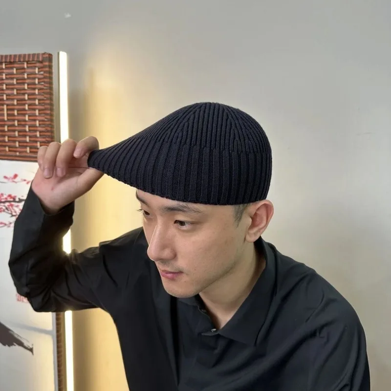 القبعات الإسلامية للرجال القطن الخالص الحياكة البطيخ قبعة الربيع الشتاء الحجاب أنيقة عالية القوة عيد رمضان قبعات الصلاة #6