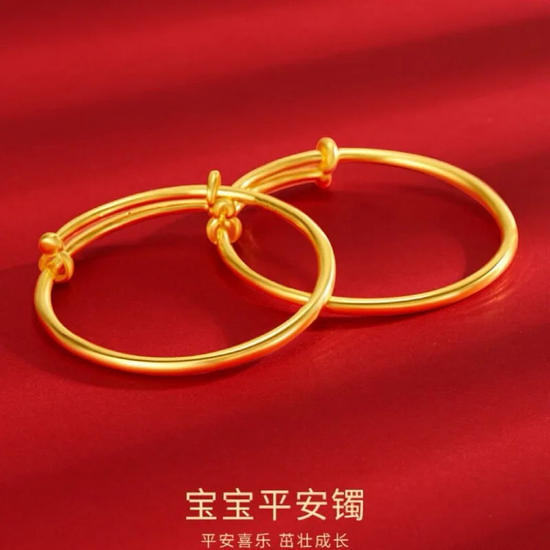 Polished Gold Plated Baby Bracelet Adjustable Slide Fastening for Newborns and Infants Minimalist Design Safety Certified Gift