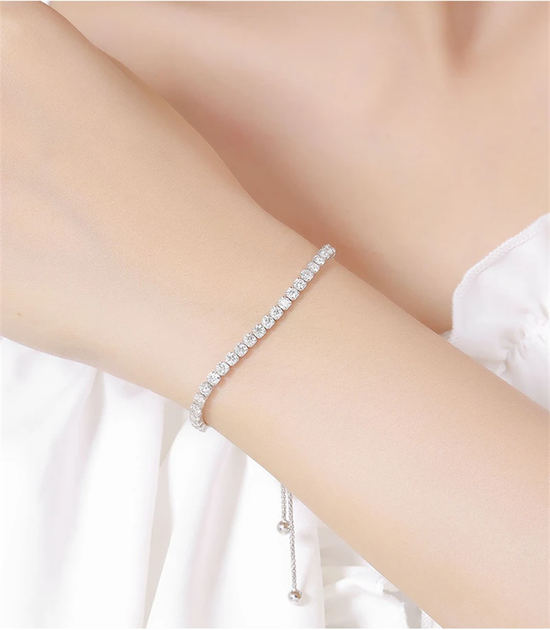 D Color VVS1 2-6.5mm Moissanite Tennis Necklace GRA Certified Pass Diamond Tester S925 Sterling Silver Sparkling Unisex Neck Chain Jewelry Gift For Women Men