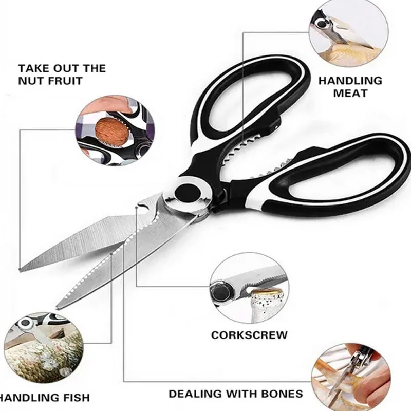 Stainless Steel Scissors Multifunctional Scissors Powerful Japan Chicken Bone Fish Scissors Household Kitchen Gadgets Scissors