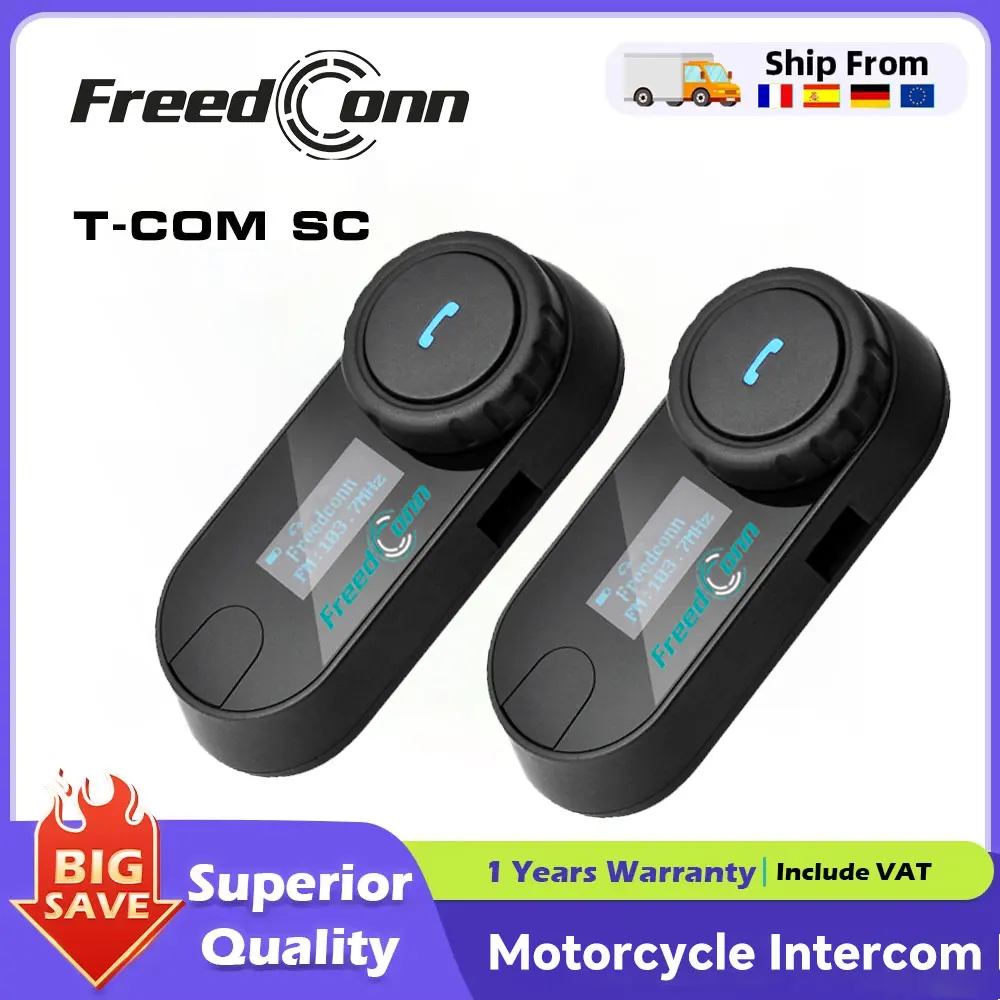 Intercom pour moto Freedconn, casque Bluetooth, interphone, partage de musique, radio FM, étanche IPX6 pour la conduite en moto