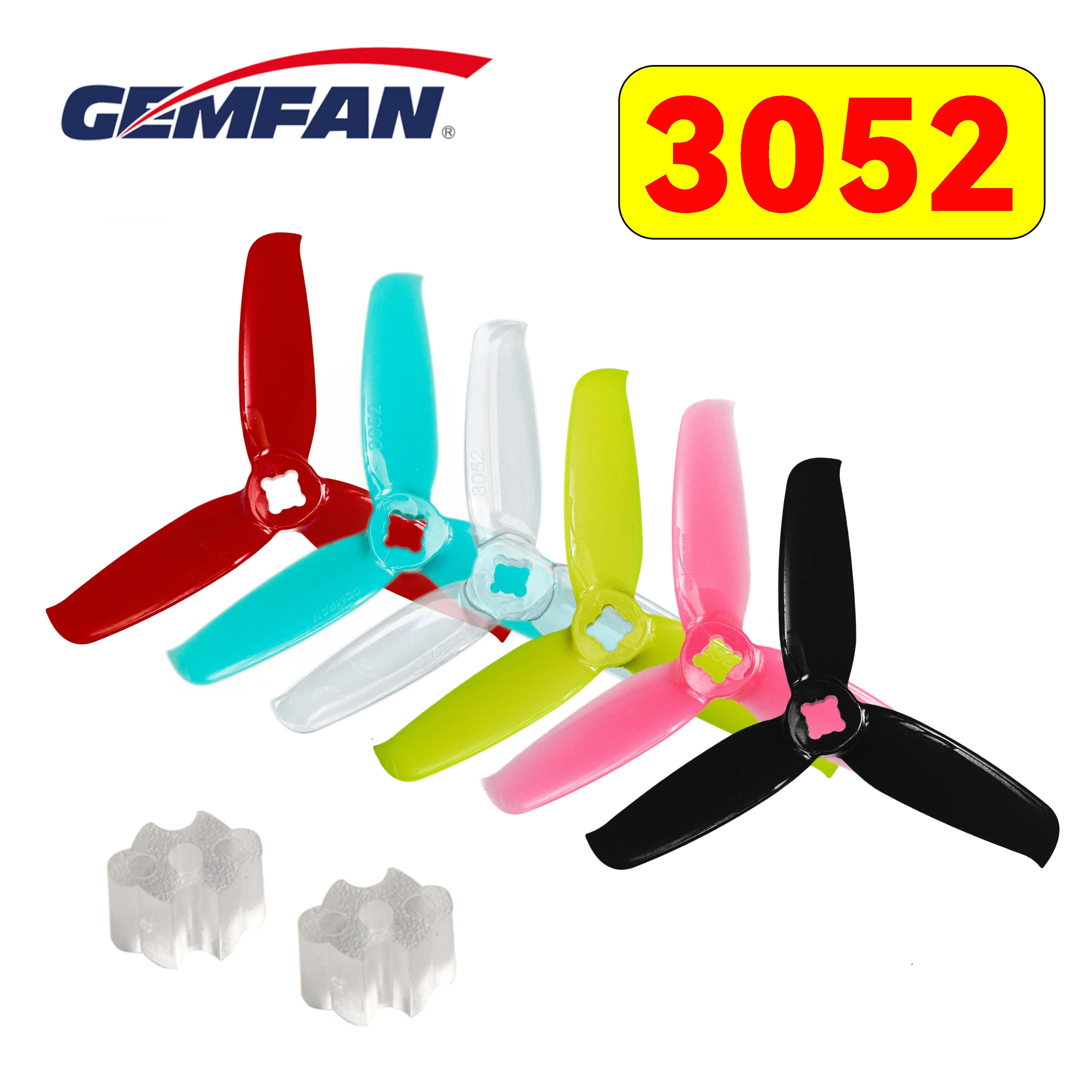 4PCS/ 2Pairs Gemfan 3052 3.0x5.2 FPV PC Propeller Prop Blade CW CCW Shaft through For RC FPV Racing 3inch Drones Motor 1306-1806