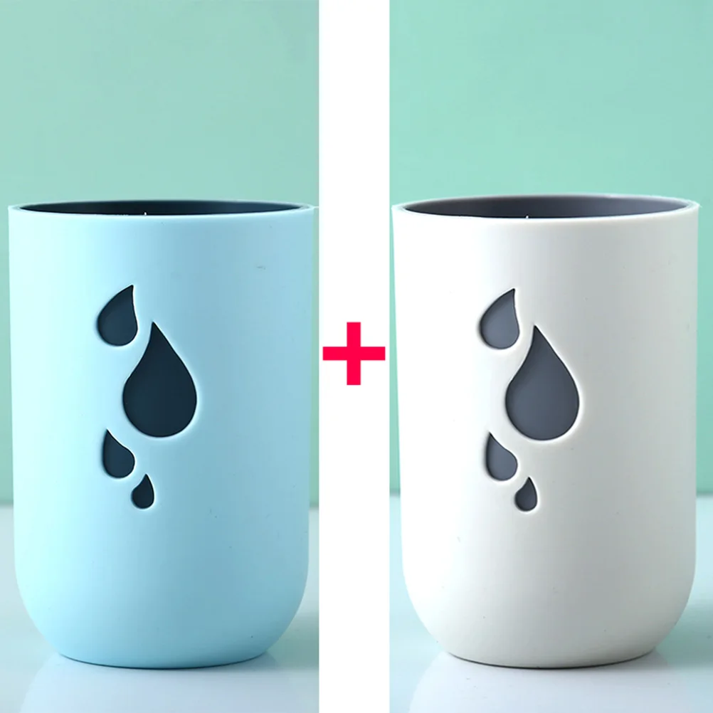

3pcs Raindrops Design Tooth Brushing Cup Portable Toothpaste Container Gargle Mug Travel Tooth Cup Creative Two-Color Food Grade