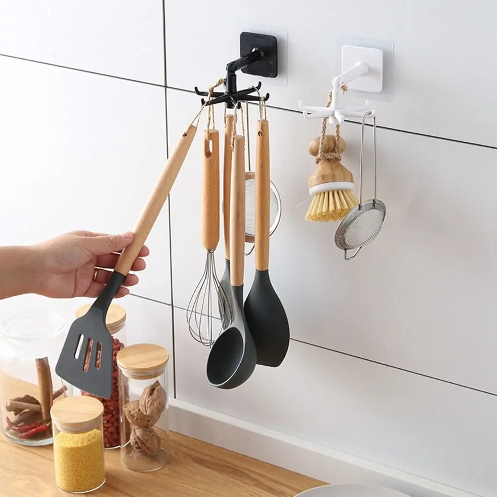 

Six-claw Wall Mounted 360 Degrees Rotated Punch-free Self Adhesive Clothes Hanger Towel Rack Door Hook Kitchen Organizer