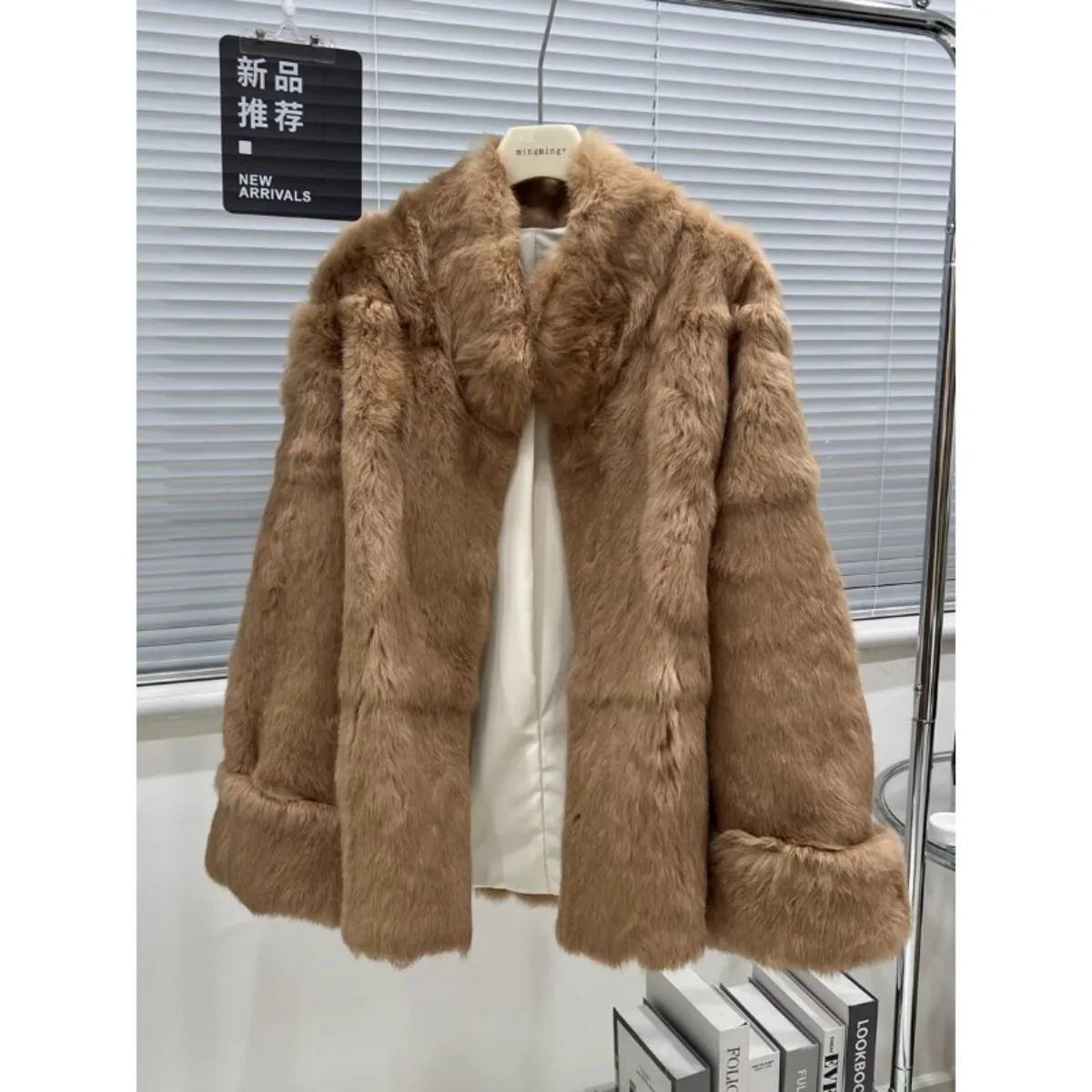 Winter Natural Rabbit Fur Coat Female Warm Thick Natural Fur Women Jacket Fashion Casual Loose Long Sleeve Outerwear Streetwear