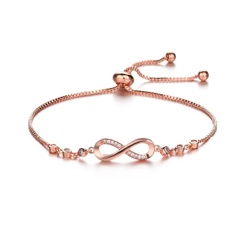 Wu 2022 New Fashion Popular Adjustable Bracelet Micro-inset Zircon Figure 8 Infinite Cycle Crystal Bracelet Female Hand Jewelry