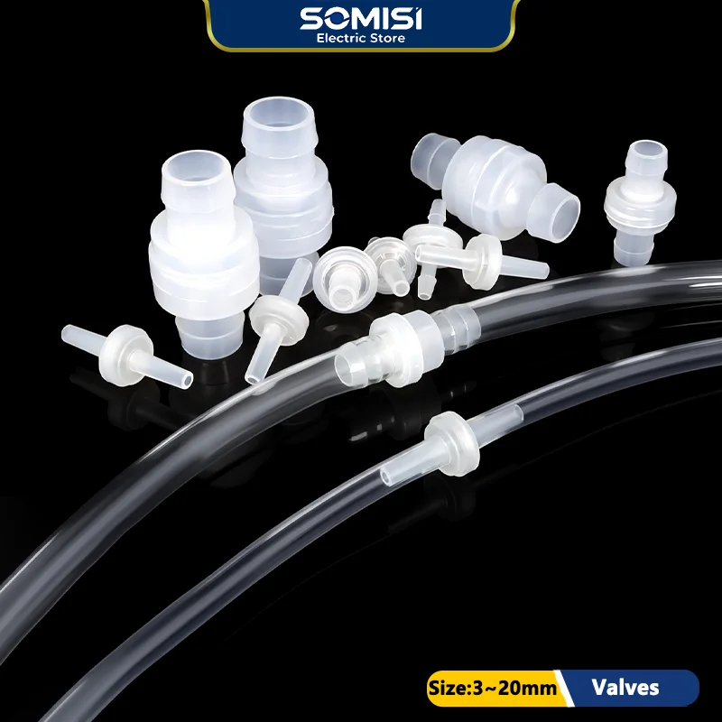 5~20P Universal One-Way Inline Check Valve 3-20mmPP Body with 304SS Tool-Free Barbed Connector for Air/Water/Fuel (5mm Barbless)