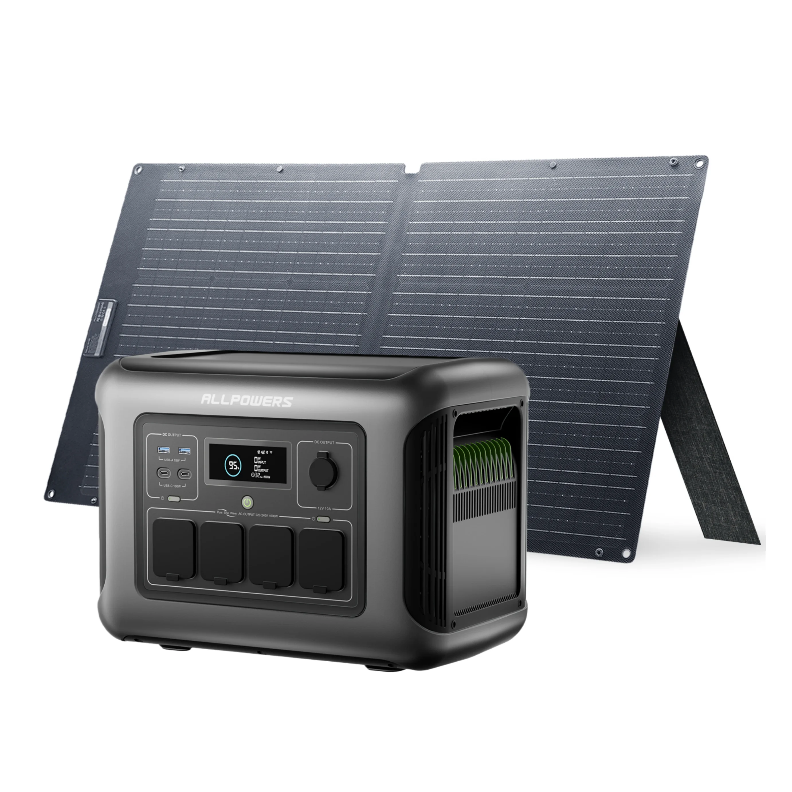 ALLPOWERS R1500LITE Powerstation mit 100W/200W Solarpanel 1056Wh LiFePO4 1600W Solargenerator für Outdoor-Camping, Wohnmobil und Notfälle