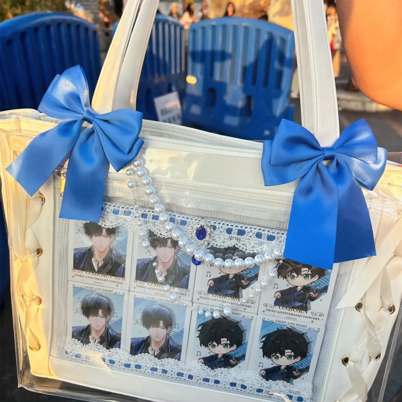 Luxury Ita Bag Bow. Detachable Pearl Necklace. Ita Bags Accessories. Long Streamers Ribbon Award. Lolita Gate Knot