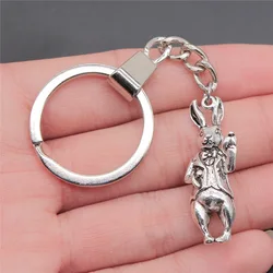 Dropshipping Souvenirs Gift Men Keychain 2 Colors 36x15mm 3D Rabbit Pendant Keyring