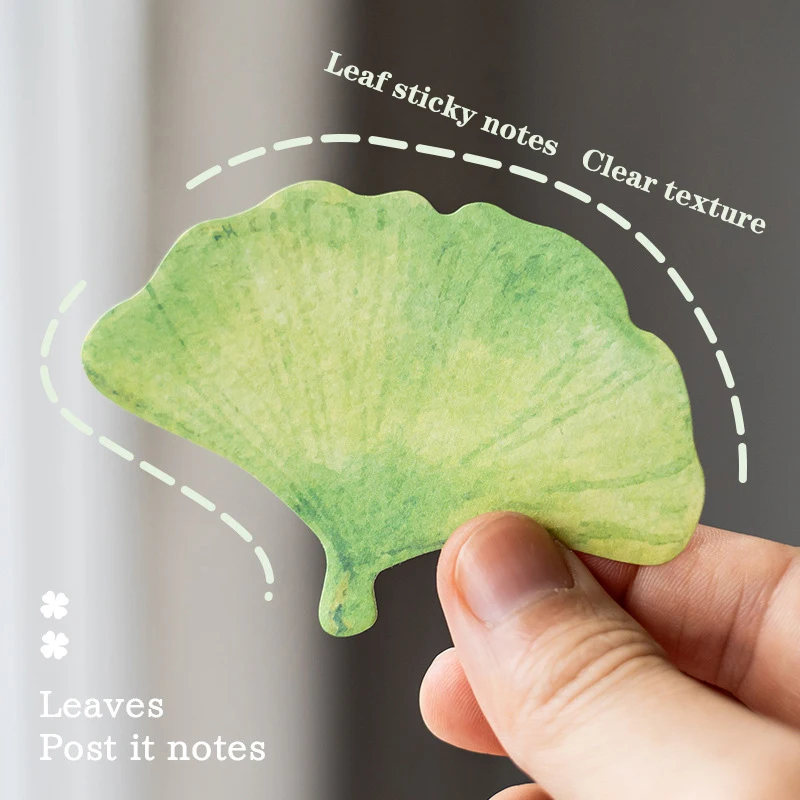 30 fogli foglia Sticky Notes Ginkgo Lndus Leaf Memoranda Message Book Label Sticker segnalibri Tearable Note Pad fornitura di cancelleria