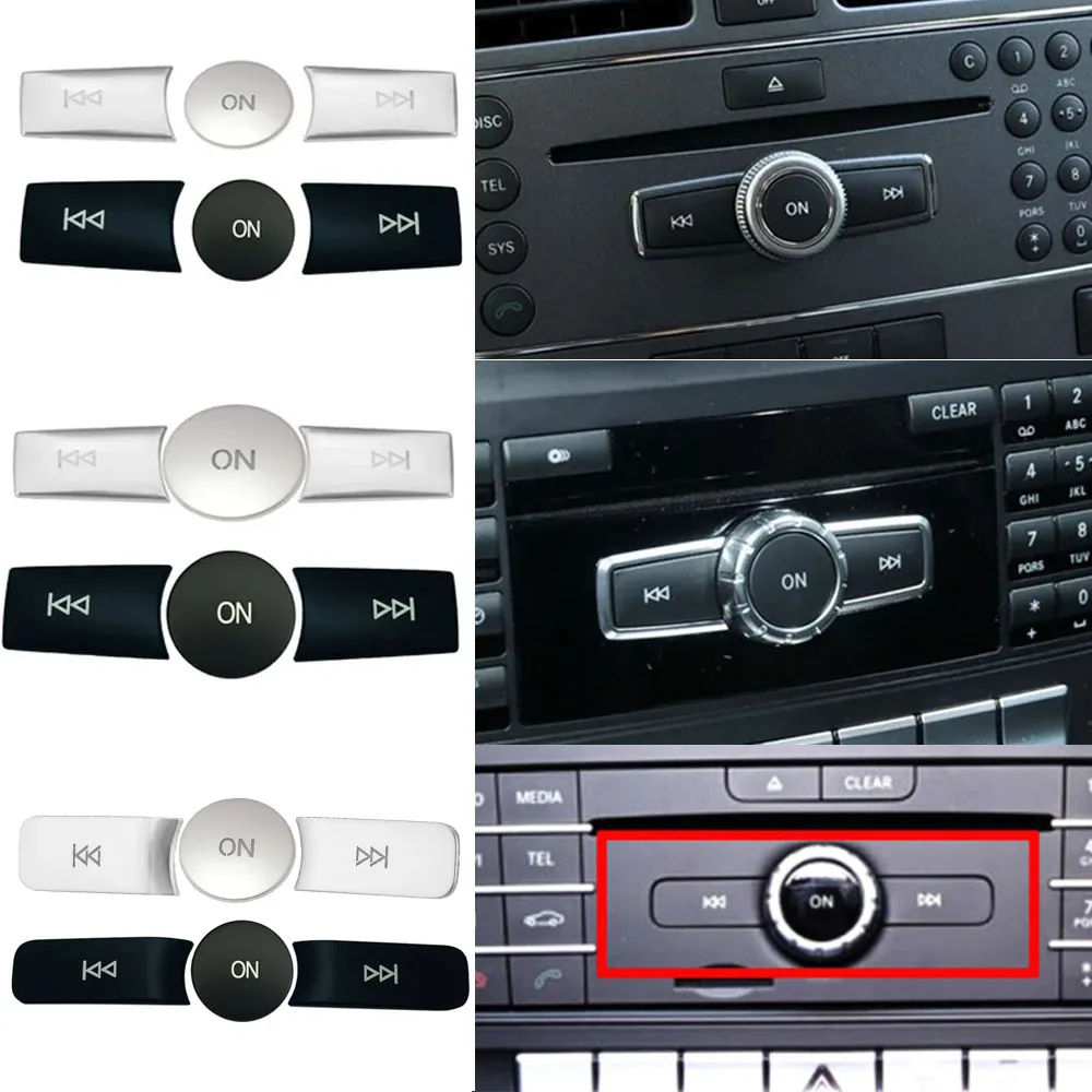 Car Volume ON Buttons Cover Stickers Trim Fit For Mercedes Benz A B C ML CLS Class W204 GLK X204 E Class W212 Auto Accessories