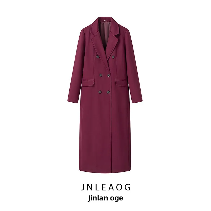 

JNLEAOG Осенняя Новая Модная Длинная Шерстяная Куртка Женская Уличная Повседневная Длинная Куртка из Полиэфирного Волокна