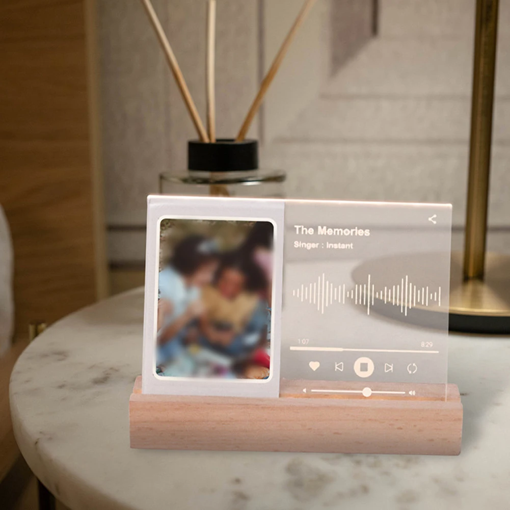 Light Up Frame Wood Light-Up Photo Frame Sturdy Acrylic Frame Transparent Decoration Piece Versatile Home Display