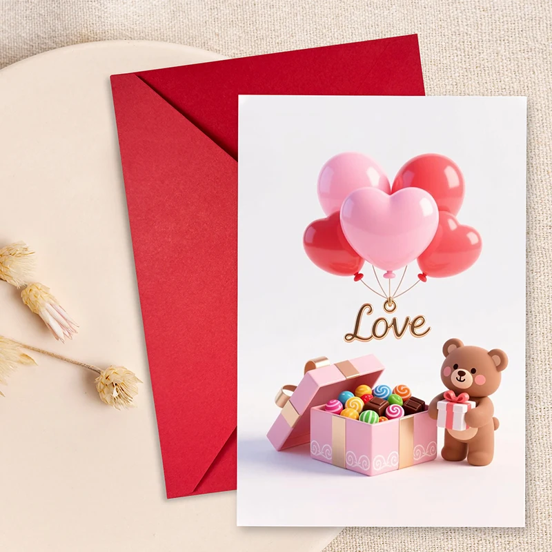 Universelle Grußkarte für Kindertag, Vatertag, Muttertag, Valentinstag, Weihnachten und Neujahr – Love Bear Pat