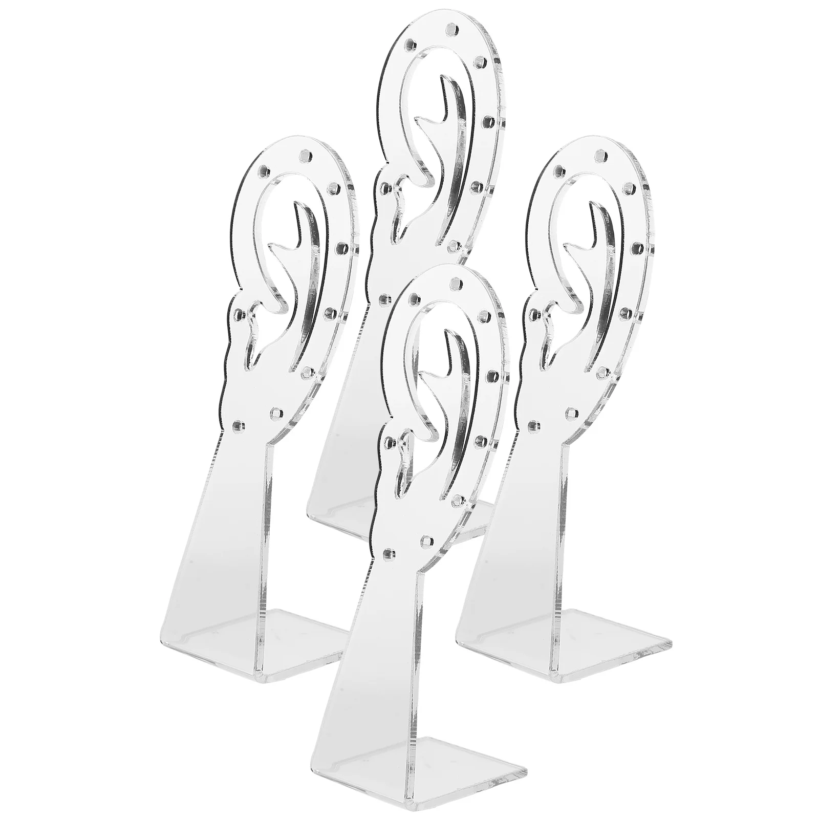 

4 Pcs Ear-shaped Jewelry Rack Acrylic Display Organizer Small Earring Holder Stand