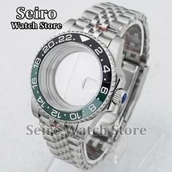 Black Green GMT 40mm NH35 Case Jubilee Strap Stainless Steel 100M Waterproof mod Watch Parts for NH34 NH36 Movement 28.5MM Dial