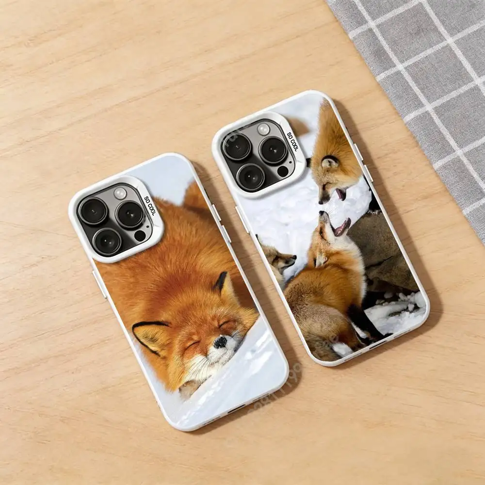 

Winter Cute Red Fox Phone Case for iPhone 17 16 Pro Plus 15 14 13 Max Mini 12 11 X XS Air Fashion Bumper
