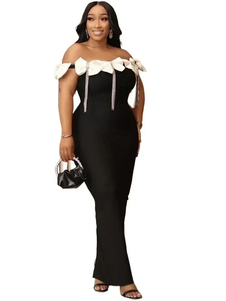 Gorgeous Off Shoulder Crystal Fringed Party Dress Beautiful Starlit Radiance Queen- Draping Rhinestones Long Dresses