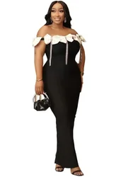 Gorgeous Off Shoulder Crystal Fringed Party Dress Beautiful Starlit Radiance Queen- Draping Rhinestones Long Dresses