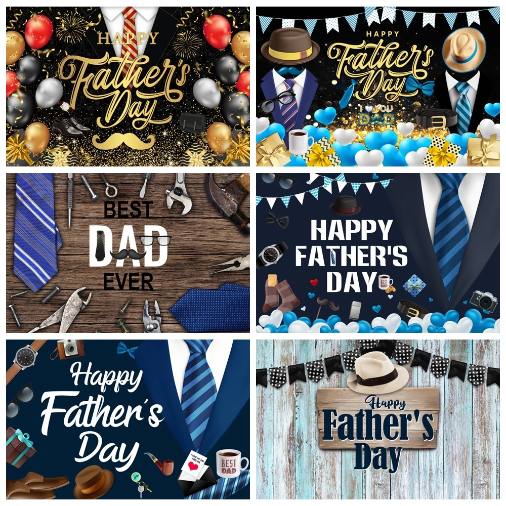 

Father’s Day Backdrop Men Birthday Black Suit Tie Family Party Photography Background Photo Studio Photocall Props Customized