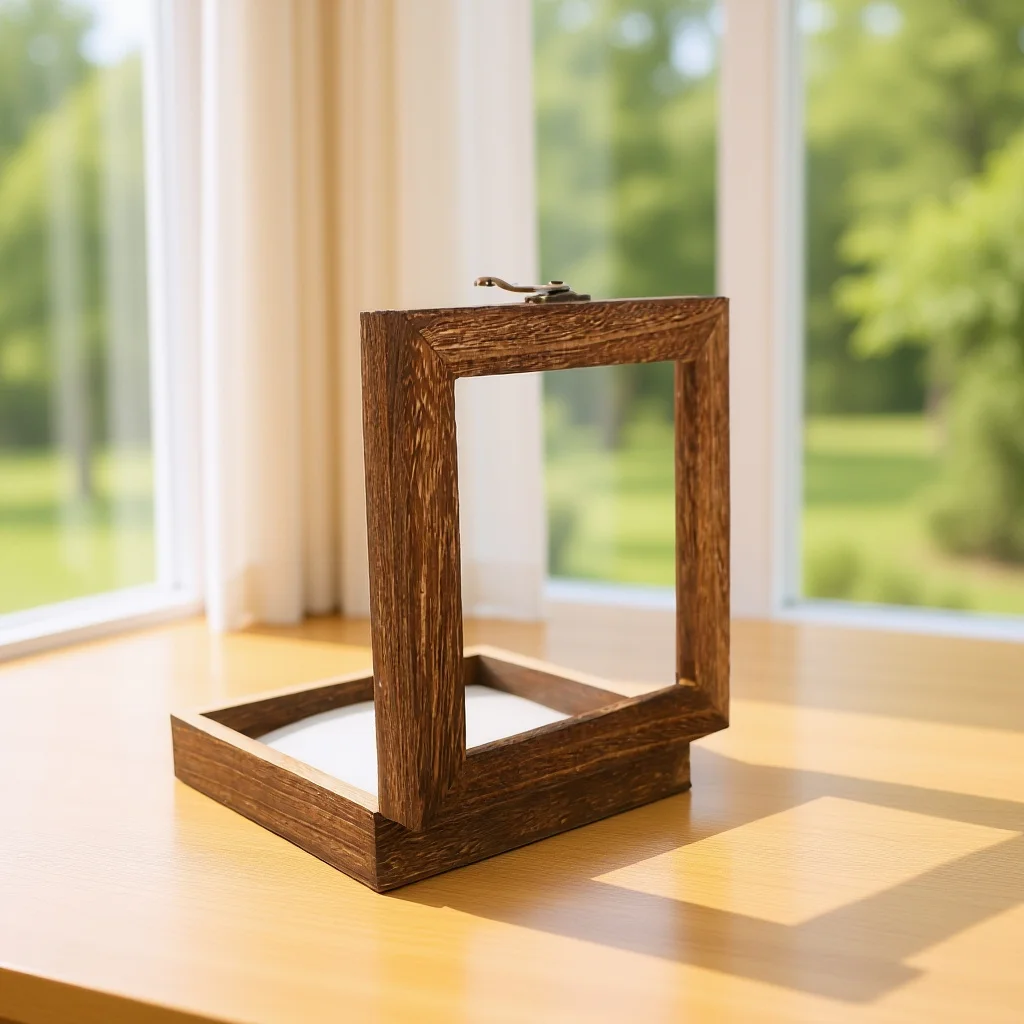 

Modern Square Shadow Box with Hinge Door Glass Top Display Case for Butterfly Specimen Wooden Frame