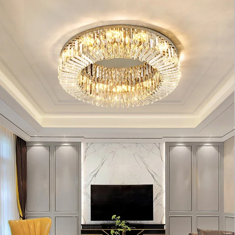 Modern Luxury Crystal Living Room Ceiling Lamp Bedroom Dining Room Led Ring Ceiling Lamp Indoor Lighting Home Decoration Lamps