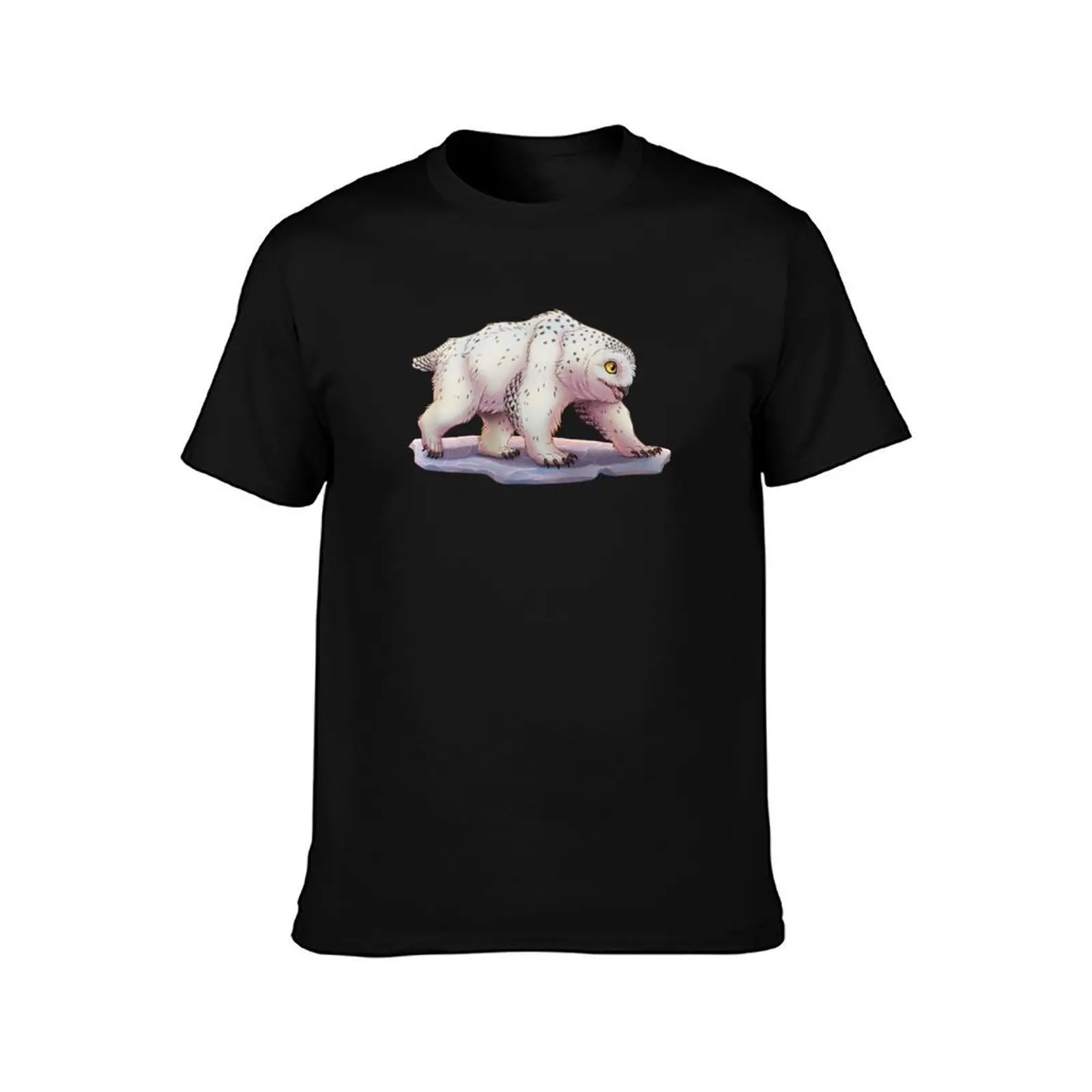 Snowy Owlbear T-Shirt, Summer Casual Cotton Tee, Oversized Streetwear Tops, Vintage Graphic Print, Loose Fit Short Sleeve