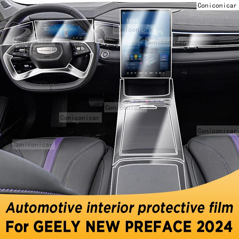 

For GEELY New Preface GL GF 2024 Navigation Automotive Interior Panel Screen Protective Film TPU Anti-Scratch Sticker Protect