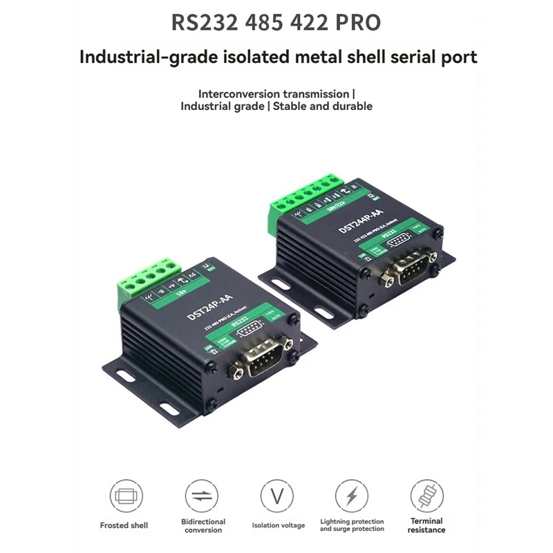 RS232 422/485 PRO Industrial Grade Isolation Signal Conversion Serial Port Module Converter with Metal Shell DST24P-AA-TCES