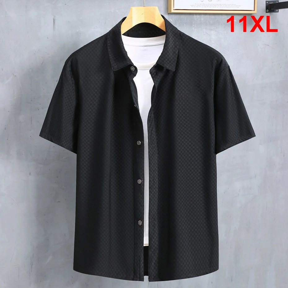 

Summer Short Sleeve Shirts Men Plus Size 10XL 11XL Fashion Casual Shirts Male Big Size 11XL Aflczyu Summer Shirts Solid Color